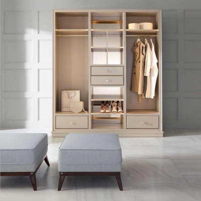 Oppe Kleederschaf Schlofkummer Schaf Beuegbar Miwwel Schaf Holz Beige