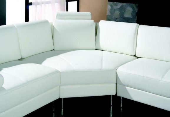 Modern Wunnlandschaft mat Chesterfield Knäpp Ledersofa Sofa Couch Polster