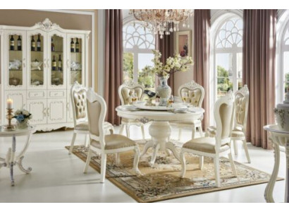 Designer Esszëmmer Stull Set 4x Still Dësch Sesselen Garnitur Dëscher Massivholz