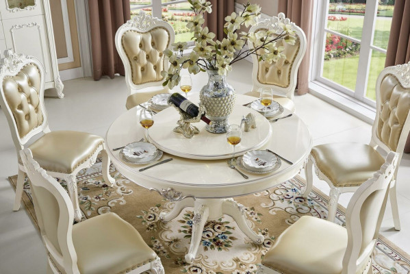 Designer Esszëmmer Stull Set 4x Still Dësch Sesselen Garnitur Dëscher Massivholz