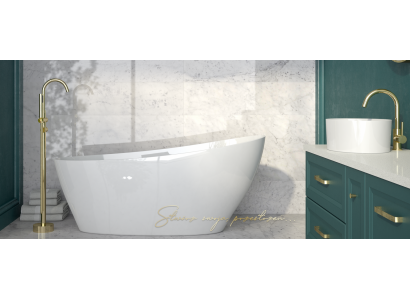 Exklusiv fräistehend Badewanne Acryl Wan Dusch Buedzëmmer Oflaaf Deko Design