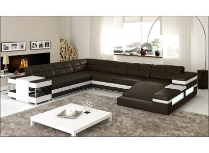 Ledersofa Canapé Wunnlandschaft Ecksofa Eck Garnitur Design Modern Sofa 1201B