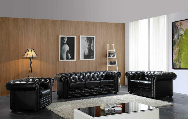 Chesterfield Liederkanapé Kanapé Couch Polster Sëtz Set Polster Garnitur 3+2 Sëtzer