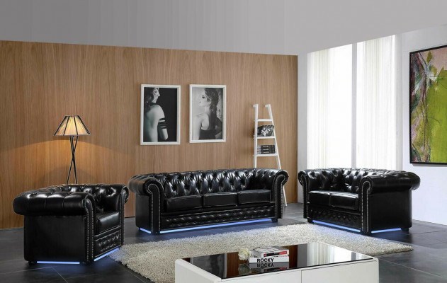 Chesterfield Liederkanapé Kanapé Couch Polster Sëtz Set Polster Garnitur 3+2 Sëtzer