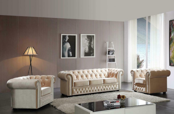 Chesterfield Liederkanapé Kanapé Couch Polster Sëtz Set Polster Garnitur 3+2 Sëtzer