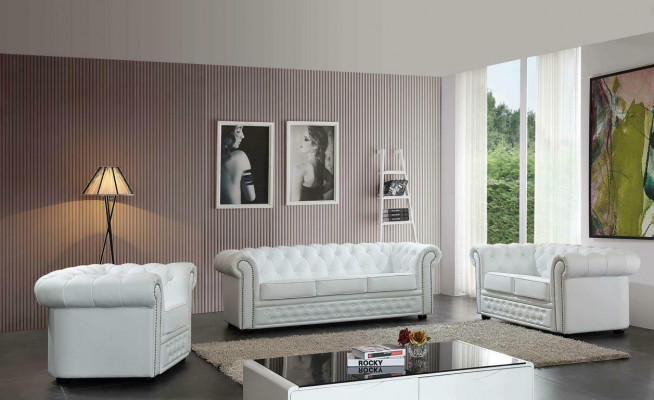 Chesterfield Liederkanapé Kanapé Couch Polster Sëtz Set Polster Garnitur 3+2 Sëtzer