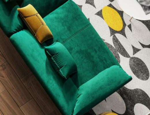 Sofa 2-Sëtz Velvet Zweisëtzer Relax Samt Holz Club Sëtz Design Couch Lounge