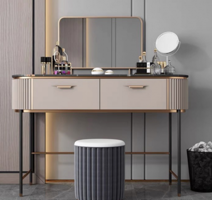 Make-up Dësch Schwaarz Komod Konsolendëscher Schlofkummer Dësch Konsolen Miwwelen