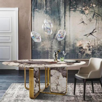 Steendëscher Ronn Dëscher Design Dësch Ronn Miwwelen Iesszëmmer Modern Neit