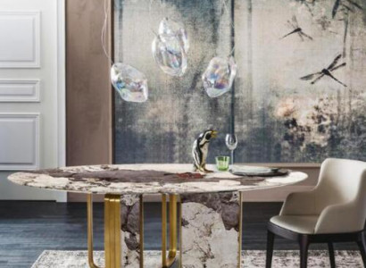 Steendëscher Ronn Dëscher Design Dësch Ronn Miwwelen Iesszëmmer Modern Neit