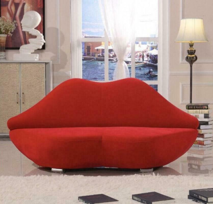 Lippen Sofa 2-Sëtzer Polster Samt Modern Relax-Sitz Luxus Miwwel Canapé Miwwel Neit
