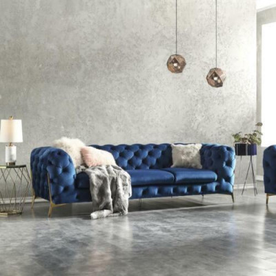 Chesterfield Textil Sofa Polster Sëtz Couch Grouss XXL 3 Sëtzer Stoff Couchen