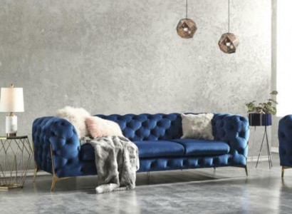 Chesterfield Textil Sofa Polster Sëtz Couch Grouss XXL 3 Sëtzer Stoff Couchen