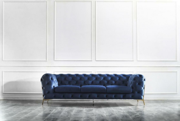 Chesterfield Textil Sofa Polster Sëtz Couch Grouss XXL 3 Sëtzer Stoff Couchen