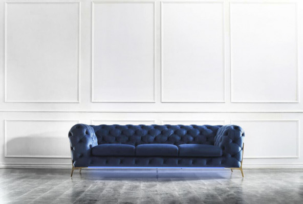Chesterfield Textil Sofa Polster Sëtz Couch Grouss XXL 3 Sëtzer Stoff Couchen
