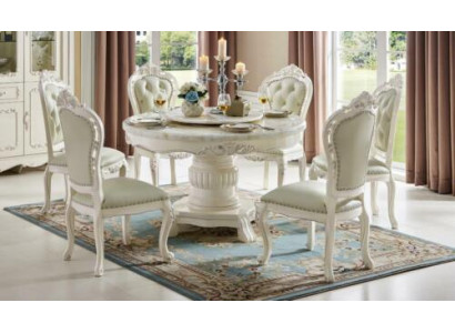 Klassesch wäiss Chesterfield Still Ensembel Designer Liederstill x6-er Set