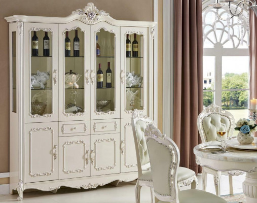 Klassesch wäiss Chesterfield Still Ensembel Designer Liederstill x6-er Set
