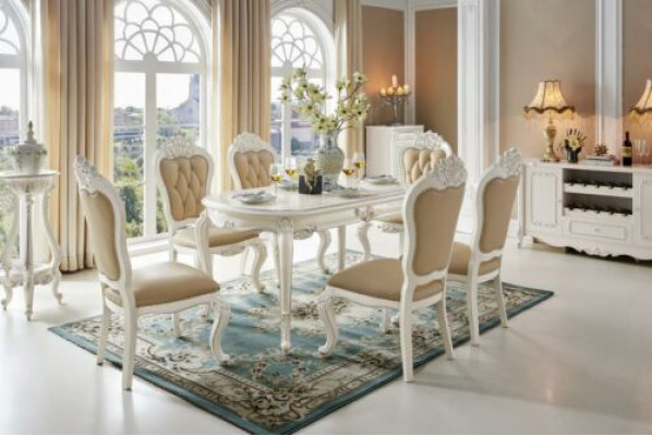 Beige Klassesch Chesterfield Stullen Designer x6 Stullenset Iesszëmmer Sëtzer
