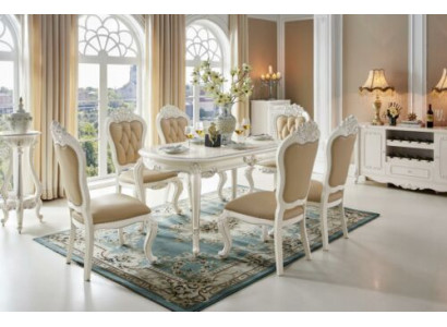 Beige Klassesch Chesterfield Stullen Designer x6 Stullenset Iesszëmmer Sëtzer