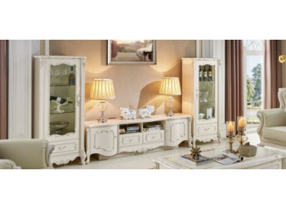 Design Vitrine Sideboard 2x Schaf rtv Wohnwand Anrichte 3 tlg. Massivholz