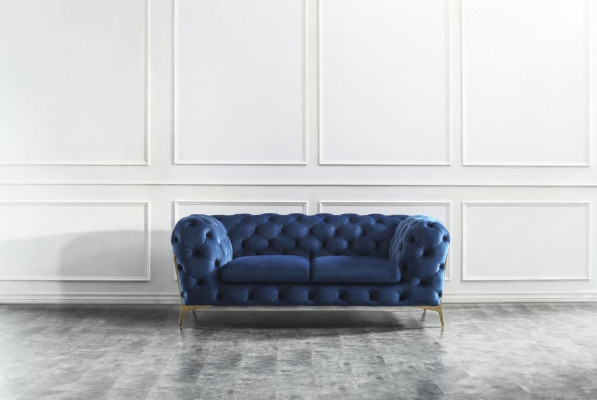 Chesterfield Sëtz Textil Stoff 2 Sëtzer Wunnzëmmer Canapé Canapé Polster Garnitur
