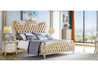Barock Chesterfield Miwwelen 3-deeleger Set Schlofkummer Better 2x Nuetsdëscher Massivholz