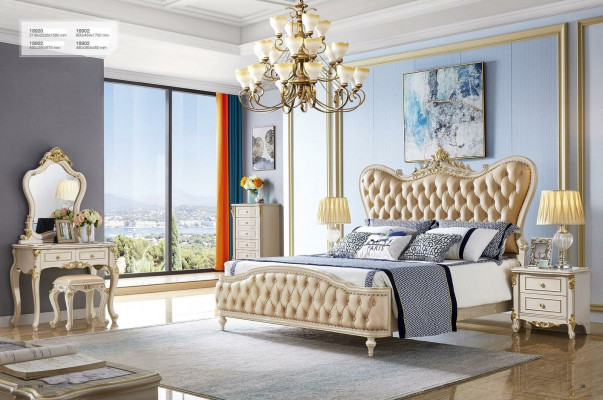 Barock Chesterfield Miwwelen 3-deeleger Set Schlofkummer Better 2x Nuetsdëscher Massivholz