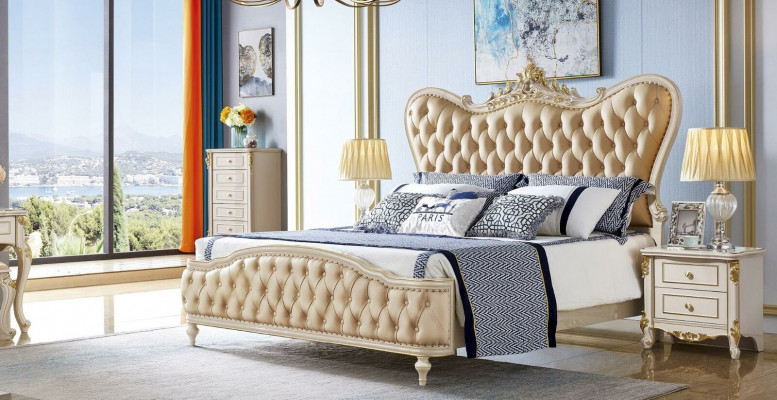 Barock Chesterfield Miwwelen 3-deeleger Set Schlofkummer Better 2x Nuetsdëscher Massivholz