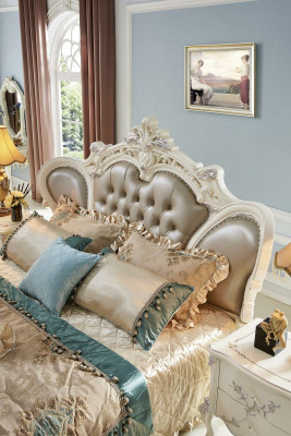 Chesterfield Miwwelen Nuetsdësch 3-Deel Schlofzëmmer Set Bett Barock Massivholz