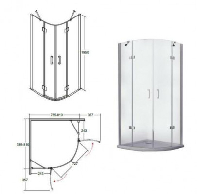 Héichwäerteg Duschkabinn Véiereck Eckdusch Duschoftrennung Glas
