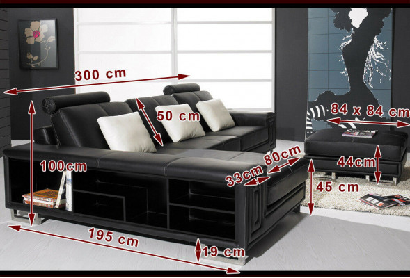 Eckcouch Sofa Canapé Polstersofa Ledercouch mat Regal Sëtz Couchensemble Eck GenovaS