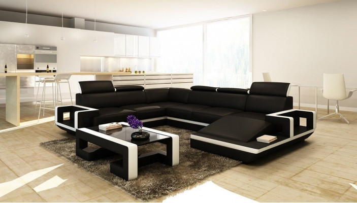 Wunnlandschaft Canapé Polster Eck Garnitur Designer Ledersofa Grousst Canapé Nei 5102