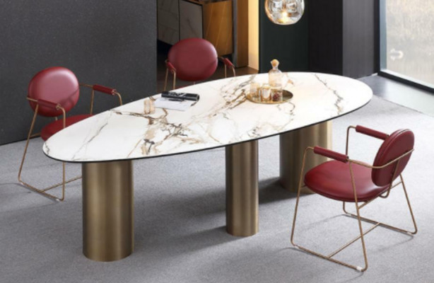Iesszëmmer Miwwelen Edelstol Oval Iessdësch Dësch Design Dëscher Luxus Miwwelen Ronn Nei