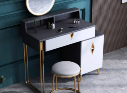 Schminktisch Dësch Schlofkummer Hocker Spigel Jugendlech Modern Stil