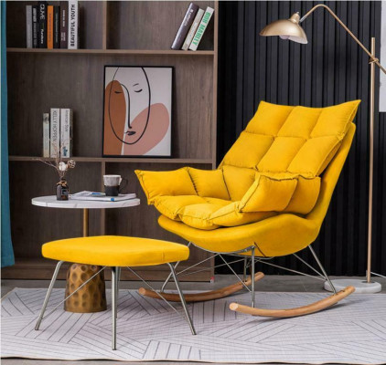 Still Metallsdesign Gepolsteren Lounge Schwéngsstull Sëtz Zëmmer Schwankstull