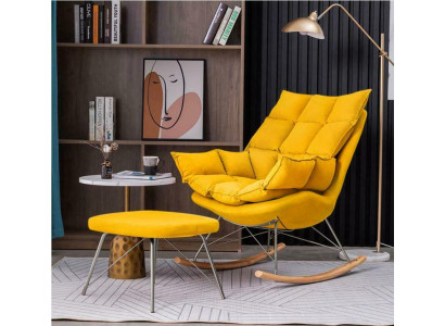 Still Metallsdesign Gepolsteren Lounge Schwéngsstull Sëtz Zëmmer Schwankstull