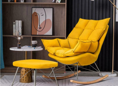 Still Metallsdesign Gepolsteren Lounge Schwéngsstull Sëtz Zëmmer Schwankstull