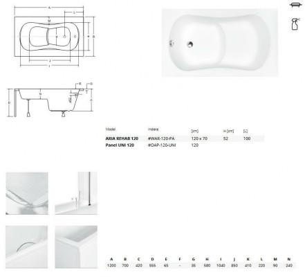 Eckbad, Eckbadewanne Eck 120*70 cm Acrylwanne Badewanne Bad Eckbadewanne