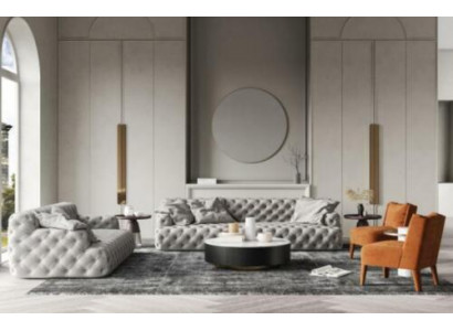 Lieder Sofasett 3+2 Sëtzer Sofa Chesterfield Sëtz Design Couche Lounge Sofas