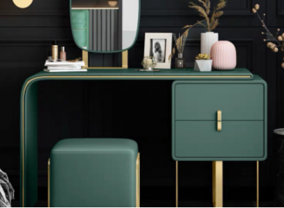 Schminktisch mat Spigel Luxus Konsol Kommode Schlofzëmmer Nei 2 Stécker