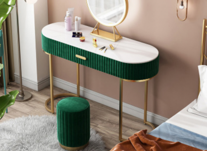 Schminktisch Design Konsolendëscher + Hocker Friseurdësch Make-Up Dësch Nei