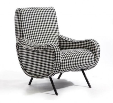 Designer Lehnstull Polstersofa 1-Sëtzer Edelstol mat Textil Sëtzstell.