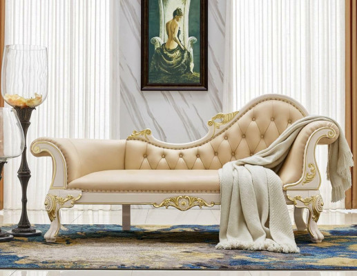 Chaiselongue Canapé Lieder Liege Ottoman Sofa Chesterfield Massivholz