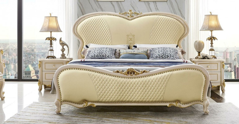 Klassesch Schlofzëmmer Better 3tlg. Set Bett 2x Nuetsdësch Luxus Vollholz
