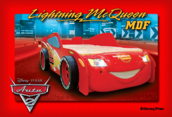Bett mat Matratz Jugendbett Auto Gefier Sportwon Beliichtung MCQUEEN