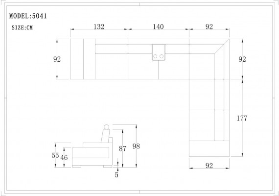 Modern Wunnzëmmer Ecksofa Couch Ledersofa mat Beliichtung Sofa
