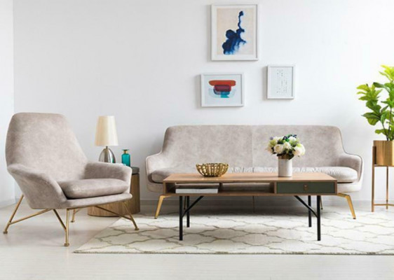 Wunnzëmmer Lounge Club Relax Sofa Beige Design Miwwelen Iesszëmmer Fotell
