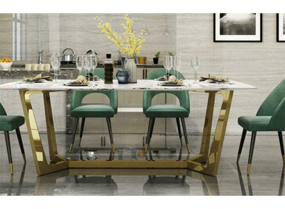 Edelstol Dësch Luxus Dëscher Modern Iesszëmmer Miwwelen Iessdëscher 140x80cm Metall