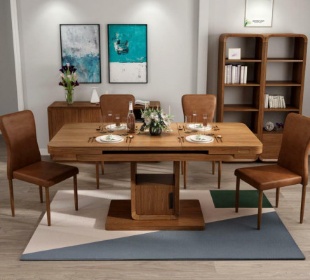 Dësch Luxus Dëscher Modern Iesszëmmer Miwwelen Iessdëscher Holz Holzdëscher Brong Wäiss
