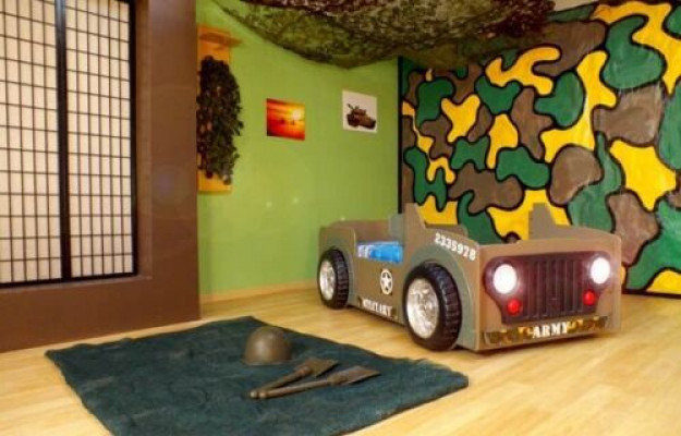 Kannerbett Jugendbett Bett Better Jeep Auto Gefier BETT + MATRATZ Nei